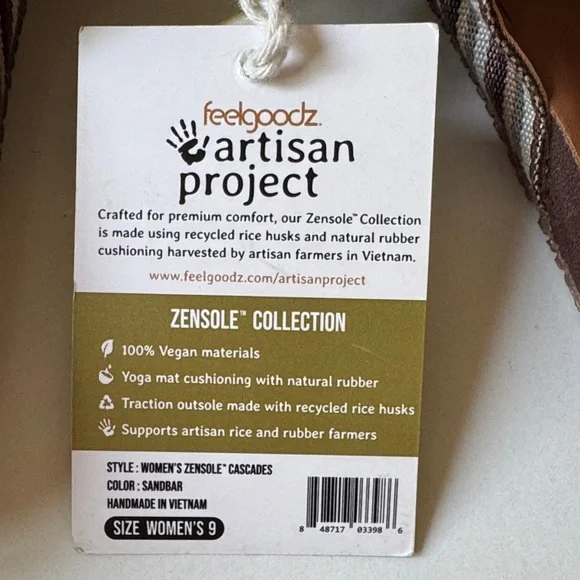 NEW Feelgoodz Brown Striped Sandals women’s Size 9 - Picture 5 of 6